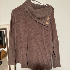 Brown Cowl Neck Sweater